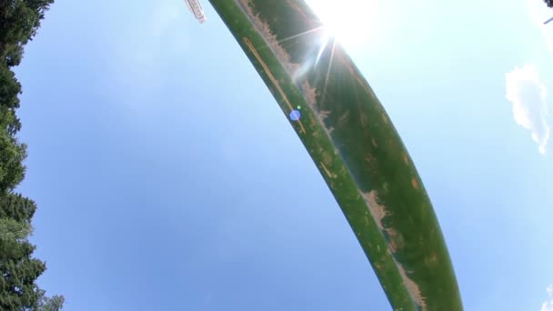 Low angle shot of Woman jockey jumping over obstacles — Stock Video