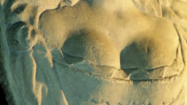 Close up on woman chest rock statue — Stock Video