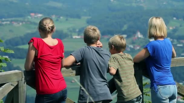 Menschen beim Blick auf die panoramische Landschaft — Stockvideo