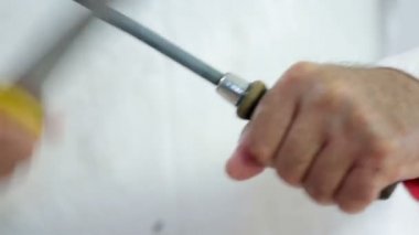 kesim et için bıçak bileme yakın çekim