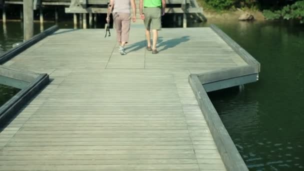 호수에 piar를 떠나 오래 된 커플 — 비디오