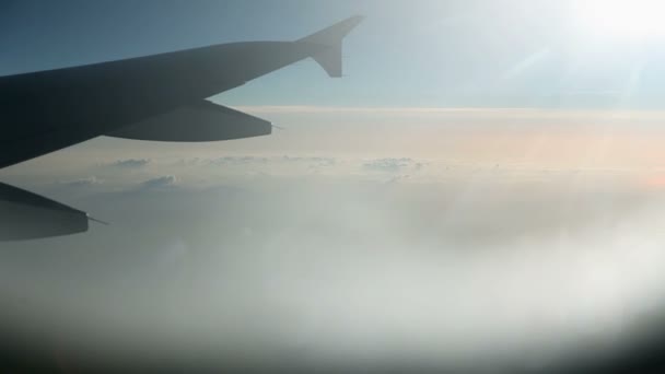 Flying above the clouds with airplane — Stock Video