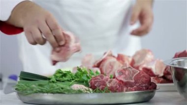 cook et ve sebze ile plaka dekorasyon
