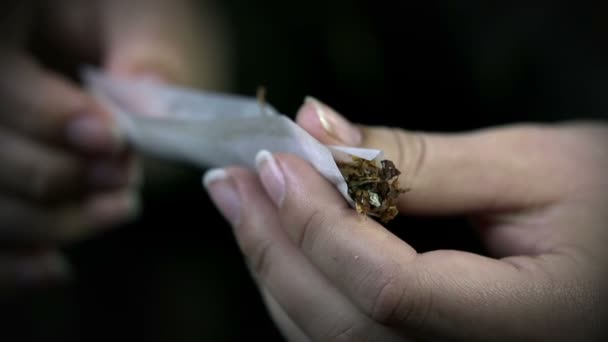 Rolling a joint in slow motion — Stock Video