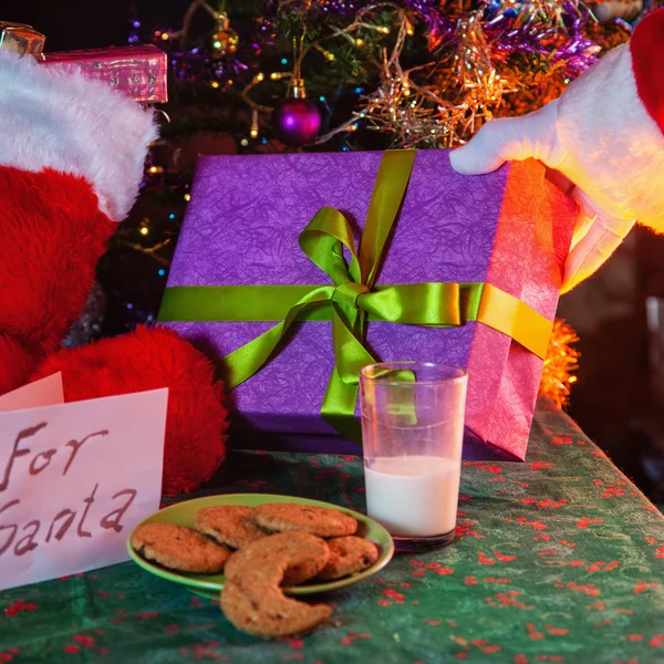 Mléko a sušenky pro Santa — Stock fotografie