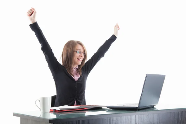 Erfolgreiche Geschäftsfrau am Schreibtisch — Stockfoto