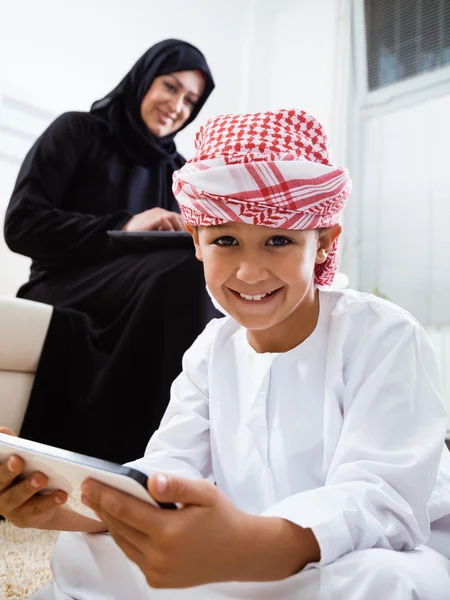 Arabic mother and son at home — Stock Photo, Image