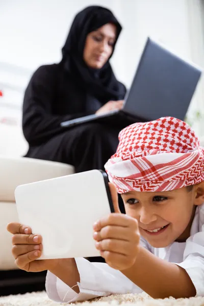 Arabic mother and son at home — Stock Photo, Image