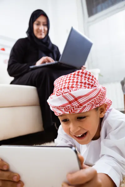 Arabic mother and son at home — Stock Photo, Image