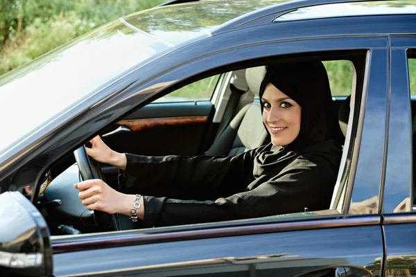 Middle Eastern Woman Driving Car — Stock Photo, Image