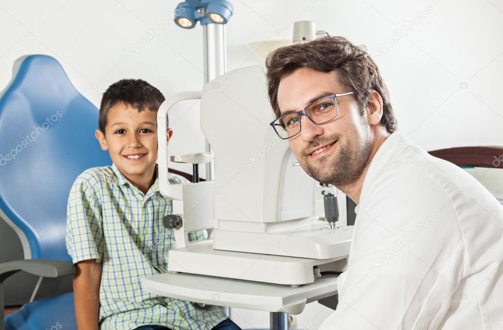 Ophthalmologist With Boy