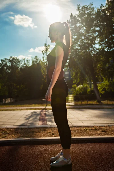 Woman On Jogging Track — Stock Photo, Image