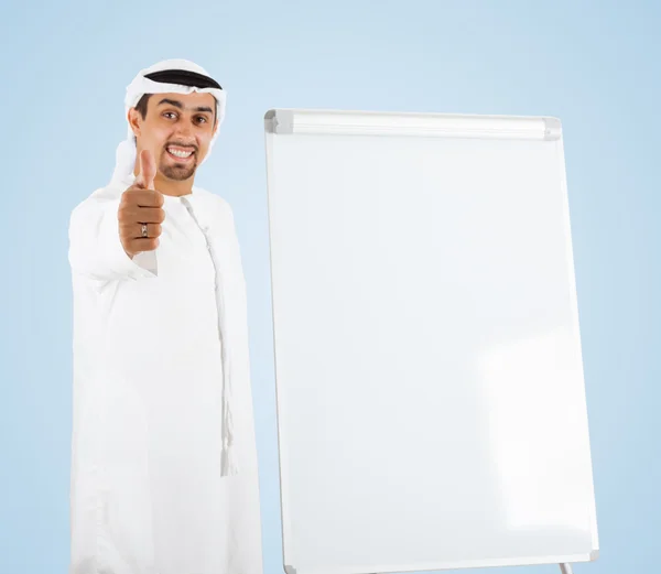 Middle Eastern businessman shoving thumbs up — Stock Photo, Image