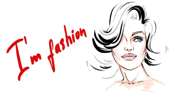 Fashion Young Woman Drawing Sketch Hand Drawn Modern Fashion Illustration — Vettoriale Stock