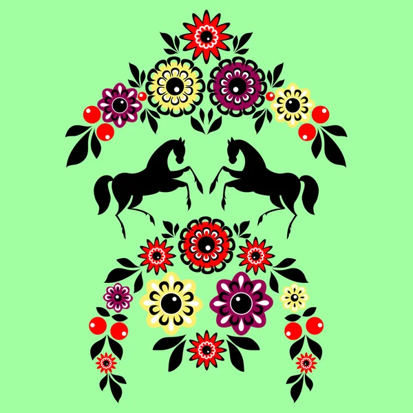 Paard en bloemen — Stockvector