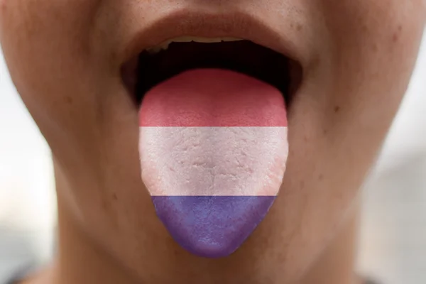 Língua com a bandeira da França — Fotografia de Stock