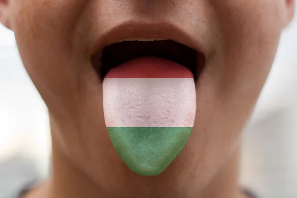 舌头与国旗的意大利语翻译的插图 — 图库照片#