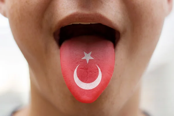 Jazyk s vlajkou Turecka — Stock fotografie