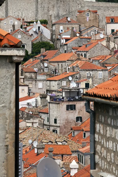 Střechy starého města Dubrovník, Chorvatsko — Stock fotografie