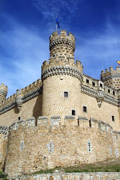 Деталь башни в замке, Мансанарес-эль-Реал, Испания — стоковое фото