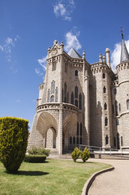 astorga noktası pilgrim için crossing, piskoposluk Sarayı manzarası