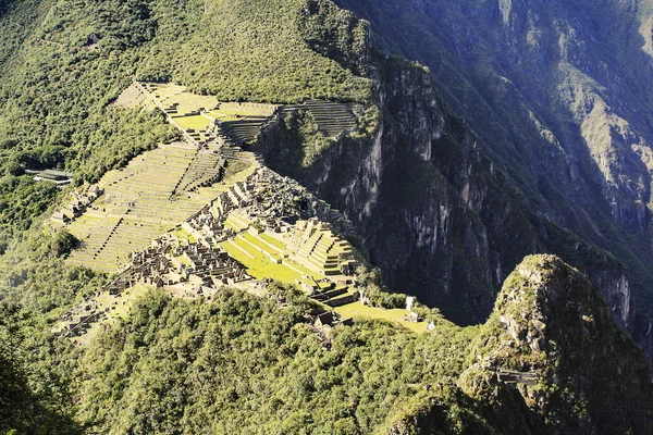 Panoramiczny z wykopalisk archeologicznych machu picchu, cuzco, peru, s — Zdjęcie stockowe