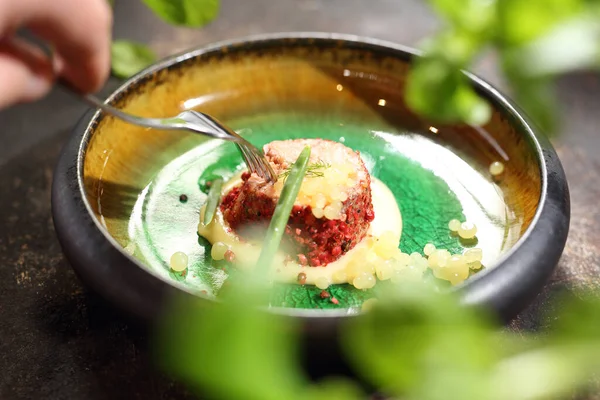 Tartare Caviar Elegant Appetizer Appetizing Dish Plate Culinary Photography Food — Photo