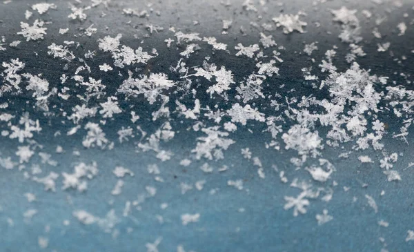 Flocons Neige Sur Fond Bleu Bacground Noël Naturel Modèle Conception — Photo