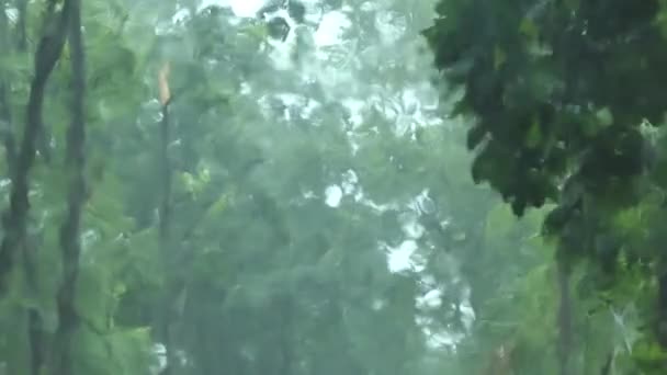Eines Tages an einem regnerischen Tag, videoshot im Auto an die Windschutzscheibe, während das Auto anhalten und regnen Gefühl trauriger und einsamer Stimmung. — Stockvideo