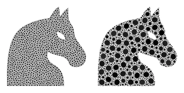 Chess Horse Icon Composizione con elementi di infezione da virus Covid Biohazard — Vettoriale Stock