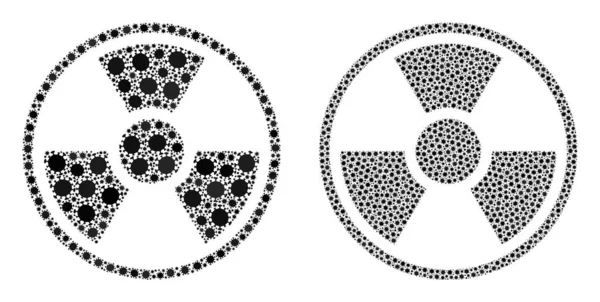 Symbolbild für radioaktive Strahlung - Zusammensetzung der Symbole für die biologische Gefährdung durch Coronavirus — Stockvektor