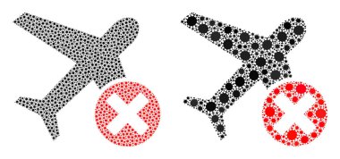 Kapatılan Uçak Simgesi - Covid Virüs Biyolojik Tehlike Elementleri Mozaiği