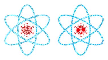 Virüs Atom Simgesi - Coronavirüs Biyolojik Tehlike İkonları Kolajı