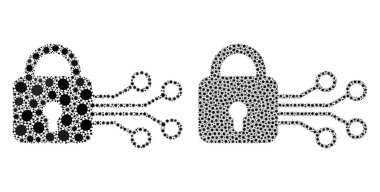 Dijital Kilit Simgesi - Coronavirüs Biyolojik Tehlike Ürünleriyle Mozaik