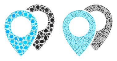 Harita İşaretleyici Simgesi - Covid-2019 Biyolojik Tehlike Enfeksiyonu Simgeleri Kolajı