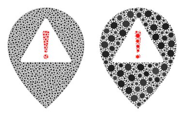 Uyarı Harita Pointer Simgesi - Coronavirüs Biyolojik Tehlike Elementleri bileşimi