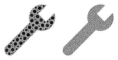 İngiliz Anahtarı Simgesi - Covid Virüs Biyolojik Tehlike Ürünleri Mozaiği