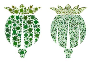 Afyon Gelincik Kafa Simgesi - Covid-2019 Biyolojik Tehlike Enfeksiyonu Simgeleri Kolajı