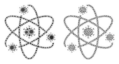 Atom Virüsü Simgesi - Covid Biyolojik Tehlike İkonları ile Mozaik