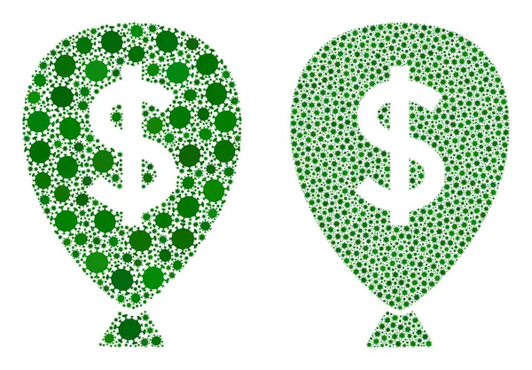 Icona del palloncino inflazione finanziaria Composizione con elementi di infezione da virus Covid Biohazard — Vettoriale Stock