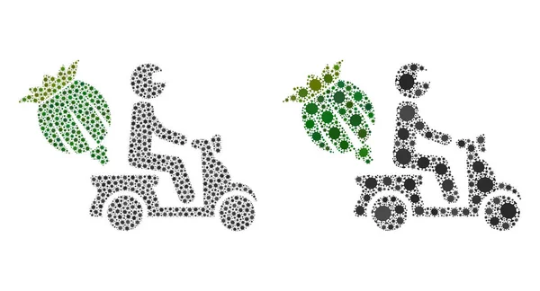 Icône de livraison de moto d'opium - Composition avec les articles Covid-2019 d'infection de danger biologique — Image vectorielle