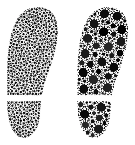 Icon Human Foot Print - Mosaik mit Gegenständen zur biologischen Gefährdung der Coronavirus-Infektion — Stockvektor
