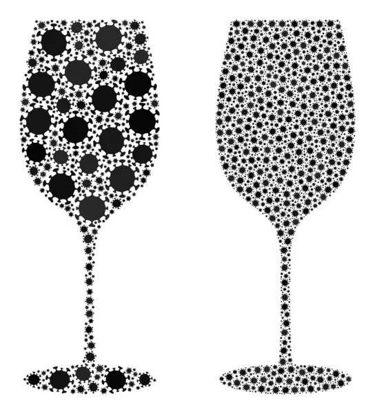 Icono de copa de vino - Mosaico con elementos de infección de riesgo biológico Covid — Vector de stock