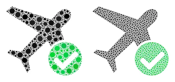 Accepter l'icône de l'avion - Mosaïque avec des icônes d'infection biorisque Covid-2019 — Image vectorielle