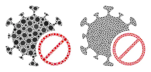 Verbotenes Virus-Symbol - Mosaik mit Covid Virus Biohazard Infection Elements — Stockvektor