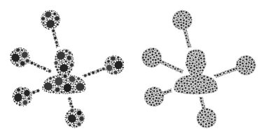 Sosyal Bağlantılar Simgesi - Covid-2019 Biyolojik Tehlike Elementleri Kolajı