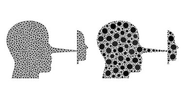 Yalancı Maske Simgesi - Covid Virüs Biyolojik Tehlike Elementleri ile Mozaik