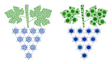 Virüs Üzümleri Bunch Simgesi - Covid Virüs Biyolojik Tehlike Ürünleri Mozaiği