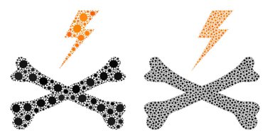 Elektrik Tehlike Simgesi - Covid Virüs Biyolojik Tehlike Elementleri Mozaiği