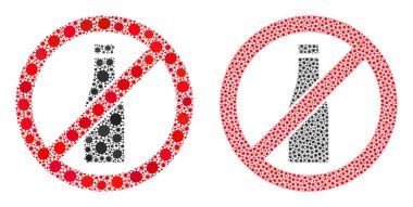 Yasak Bira Şişesi Simgesi - Covid-2019 Biyolojik Tehlike Elementleri Kolajı